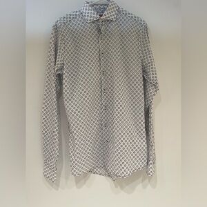 Casual White and Blue Button Down Shirt